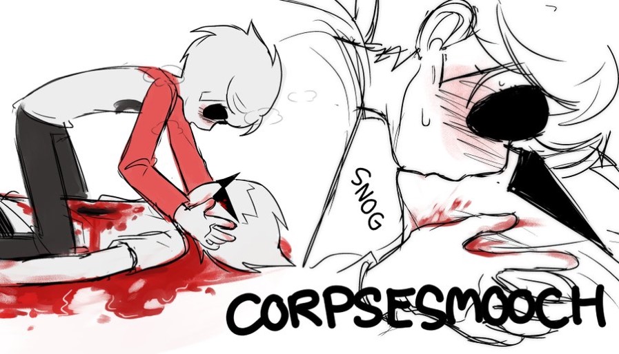 age_difference blood blood_on_clothes blush corpse dave_strider decapitation dirk_strider fda400 homestuck implied_incest kiss necrophilia nerutic non-web_source yaoi