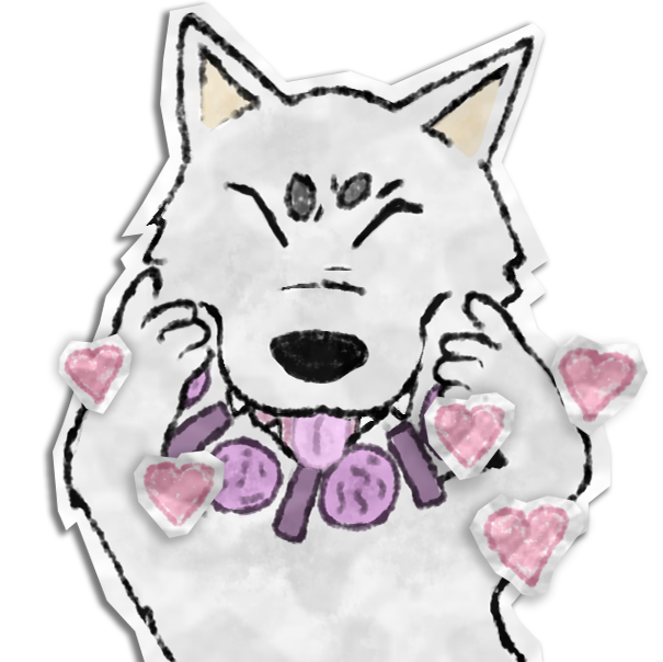 &lt;3 2023 alpha_channel ayakashi canid canine canis digital_drawing_(artwork) digital_media_(artwork) domestic_dog feral ghost honeywolfpussy kekkaishi madarao_(kekkaishi) male mammal open_mouth simple_background smile solo spirit sticker transparent_background white_body wolf