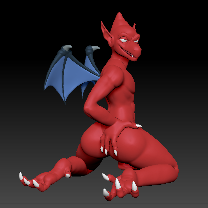 3d_(artwork) big_butt blender_(software) butt capcom claws demon demon's_crest digital_media_(artwork) empty_eyes fangs feet firebrand gargoyle gargoyle's_quest hand_on_butt humanoid_pointy_ears looking_at_viewer looking_back looking_back_at_viewer male membrane_(anatomy) membranous_wings nude rear_view red_arremer red_body see-saw solo teeth toe_claws tongue wings