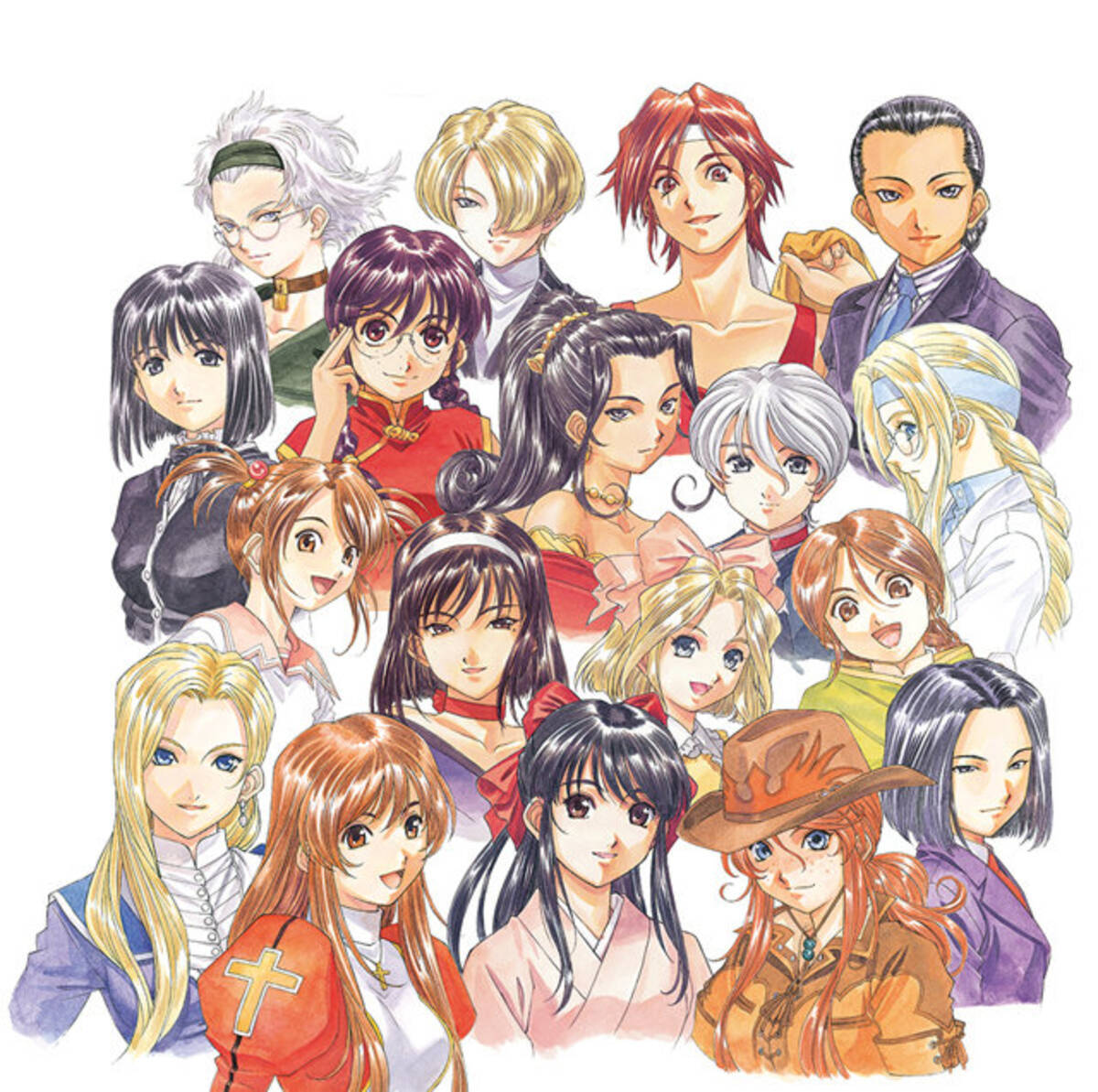 1other 6+girls :d androgynous bare_shoulders bead_necklace beads black_eyes black_hair black_jacket black_stripes black_suit blonde_hair blue_eyes blue_headband blue_jacket blue_necktie braid breast_pocket breasts brown_eyes brown_gloves brown_hair buttons child china_dress chinese_clothes choker closed_mouth coat collar collarbone collared_coat collared_shirt coquelicot_(sakura_taisen) cowboy_western crack cracked_glass cropped_torso cross cross_necklace dark-skinned_female dark_skin detached_sleeves diana_caprice dress earrings erica_fontaine everyone freckles frilled_collar frills gemini_sunrise glass gloves glycine_bleumer gold_necklace green_coat green_eyes green_poncho grey_eyes grey_hair group_picture hair_between_eyes hair_bobbles hair_ornament hair_over_one_eye hair_ribbon hair_tie hairband hakama half_updo happy head_only head_tilt headband holding holding_clothes holding_jacket iris_chateaubriand jacket japanese_clothes jewelry juliet_sleeves kanzaki_sumire kimono kirishima_kanna kitaooji_hanabi kujou_subaru lab_coat leni_milchstrasse light lobelia_carlini lock long_hair long_sleeves looking_at_viewer low-tied_long_hair mandarin_collar maria_tachibana matsubara_hidenori medium_breasts multiple_girls neck_ribbon necklace necktie nose official_art open_eyes open_mouth orange_jacket padlock padlocked_collar parted_bangs parted_lips pink_background pink_kimono pink_sailor_collar pink_sleeves pinstripe_pattern pinstripe_suit pocket ponytail puffy_sleeves purple_eyes purple_hair purple_kimono purple_suit red_choker red_collar red_dress red_hair red_hakama red_ribbon red_sleeves red_tank_top ri_kouran ribbon ribbon-trimmed_collar ribbon_trim rikaritta_aries round_eyewear sagitta_weinberg sailor_collar sakura_taisen sakura_taisen_ii sakura_taisen_iii sakura_taisen_v sash sega shinguuji_sakura shirt short_hair short_sleeves short_twintails sidelocks simple_background single_braid single_earring smile soletta_orihime straight_hair striped_collar suit tank_top third-party_source trench_coat turtleneck twintails wavy_hair weapon white_background white_coat white_collar white_hair white_hairband white_headband white_shirt white_stripes wide_sleeves yellow_dress yellow_sleeves
