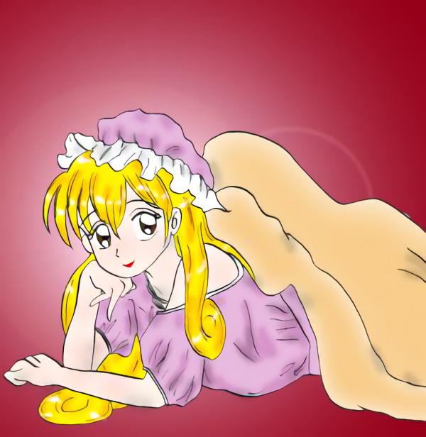 akazukin_chacha blonde_hair hat magical_princess open_eyes pajamas sheet