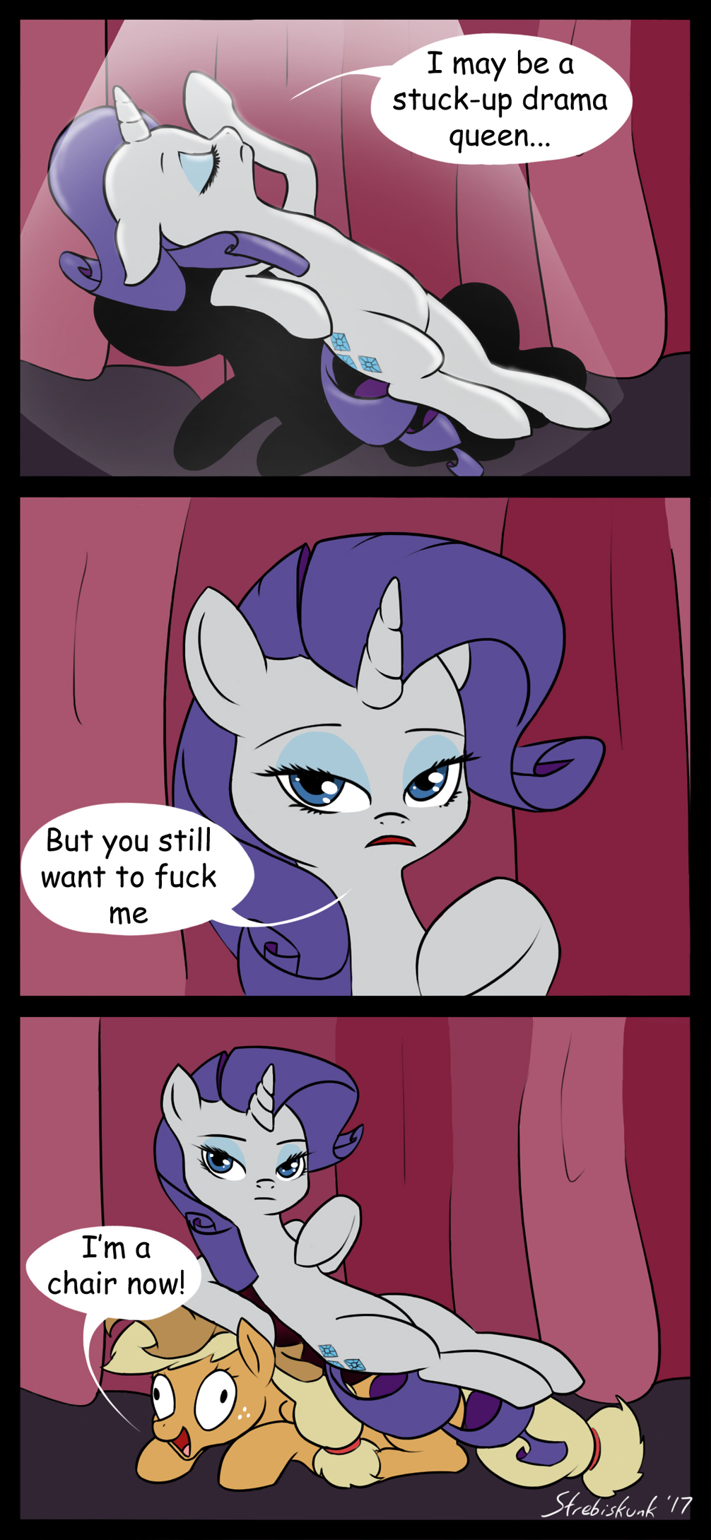 2017 applejack_(mlp) comic dialogue drama_queen english_text equine female friendship_is_magic horn horse mammal my_little_pony pony rarity_(mlp) spotlight strebiskunk text unicorn