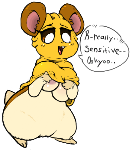 anthro anthrofied bottomless breasts clothed clothing dressing hamster hamtaro_(series) low_res mammal nipples penelope_(hamtaro) rodent roy_mccloud