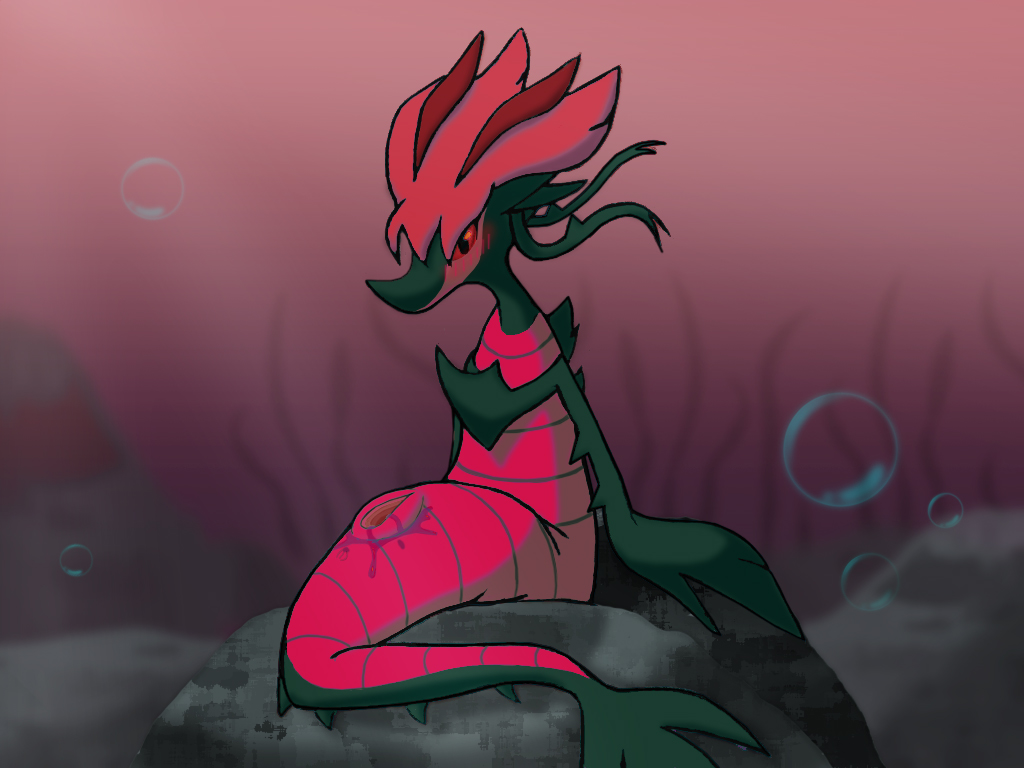 dragalge dragon female nintendo pikajota poison pok&eacute;mon sea video_games w&aacute;ter water