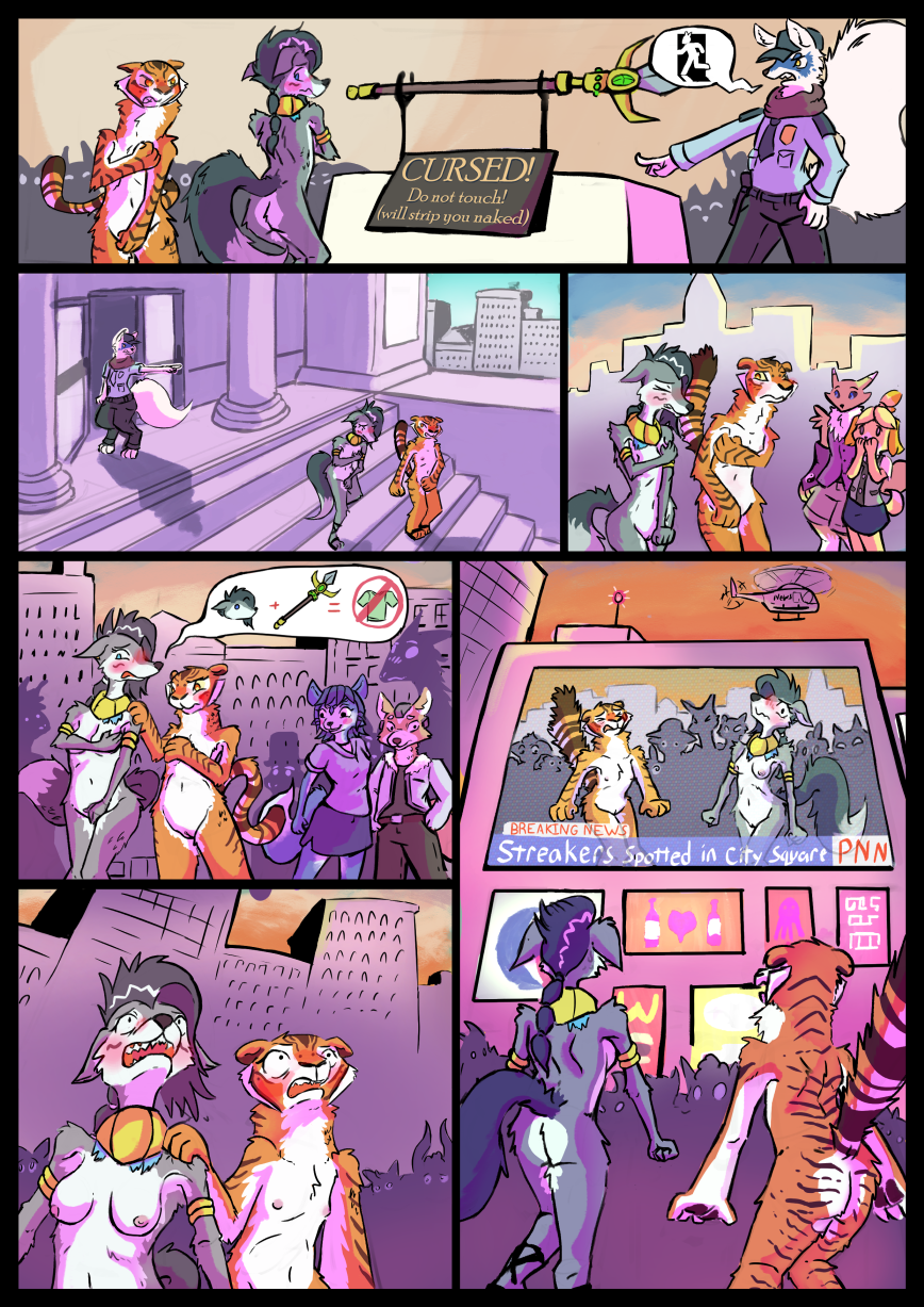 animal_crossing anthro breasts canine clothed clothing comic covering crossover digimon dog draconicmentalist duo_focus embarrassed feline fox fox_mccloud group isabelle_(animal_crossing) krystal kung_fu_panda lupe_wolf mammal master_tigress nintendo nude public pussy renamon star_fox tiger video_games wolf