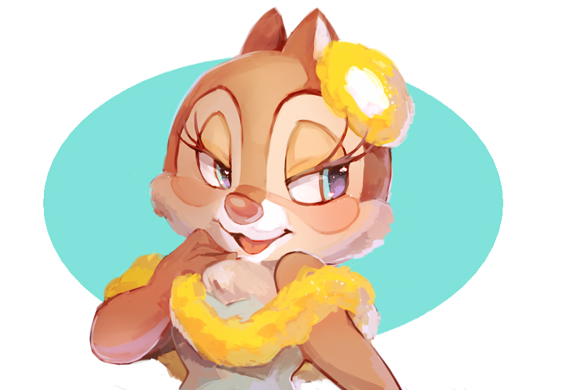 2015 blue_eyes blush boa_(clothing) chipmunk clarice clothed clothing digital_media_(artwork) digital_painting_(artwork) disney dress eyelashes female flower half-closed_eyes hand_on_chest looking_away mammal muco_(artist) open_mouth open_smile plant rodent simple_background smile solo white_background