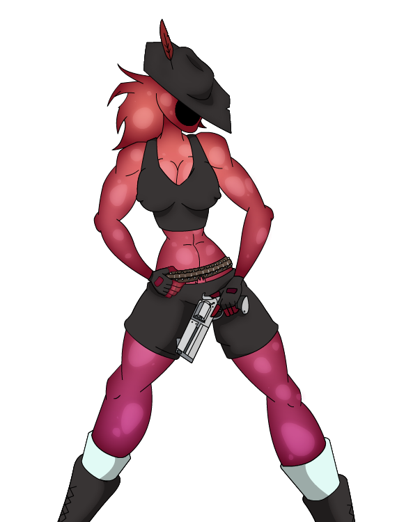 2017 boots breasts bullet clothed clothing digital_media_(artwork) feathers female footwear gloves gun hair handgun hat legwear long_hair not_furry novakid pubes ranged_weapon revolver shorts simple_background socks solo standing standing_tough starbound video_games weapon
