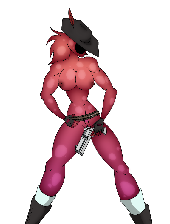 2017 boots breasts bullet clothing digital_media_(artwork) feathers female footwear gloves gun hair handgun hat holding_object holding_weapon legwear long_hair nipples not_furry novakid nude pubes ranged_weapon revolver simple_background socks solo standing standing_tough starbound video_games weapon