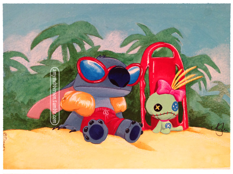 2014 4:3 4_toes :| acrylic alien amymebberson barefoot beach black_claws blue_fur blue_nose border button_eyes claws clothed clothing disney ears_down experiment_(species) eyewear fur gouache_(artwork) hair_bow hair_ribbon hawaii inanimate_object lilo_and_stitch notched_ear palm_tree ragdoll rescue_board ribbons scrump seaside signature sitting stitch sunglasses swimming_trunks swimsuit toes topless traditional_media_(artwork) tree tropical url water_wings watermark white_border