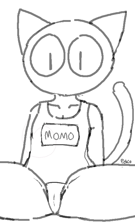 camel_toe clothing feline female mammal momo_(google) monochrome pokolj solo swimsuit