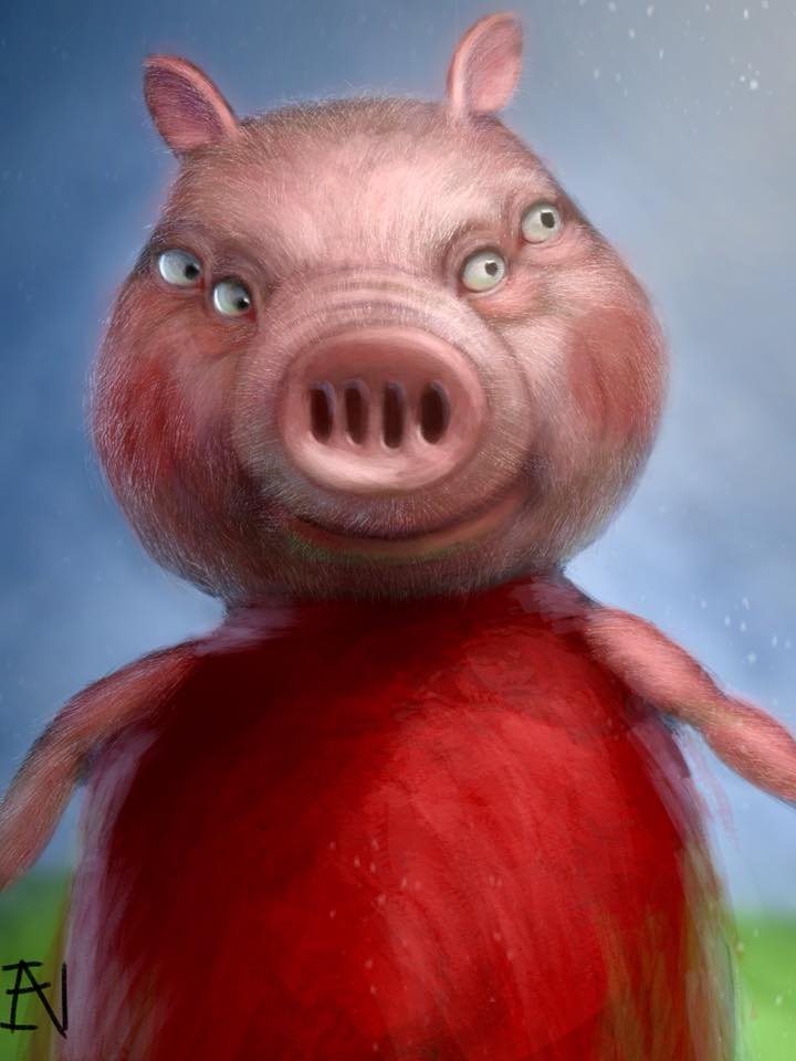 3:4 4_eyes 4_nostrils anthro blush blush_stickers clothing cursed_image female fuzzy humor ian-exe multi_eye nightmare_fuel peppa_pig peppa_pig_(character) pink_body pink_skin red_clothing red_shirt red_topwear shirt smile solo topwear what what_has_science_done where_is_your_god_now