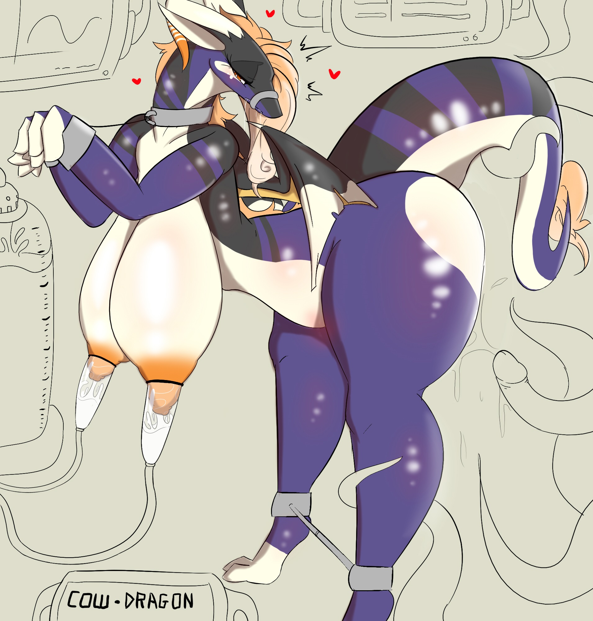The Big ImageBoard (TBIB) - anthro bdsm bent over big breasts bodily fluids  bondage bound breast milking breasts container of milk curvy figure dragon  female hanging breasts heart symbol hi res horn