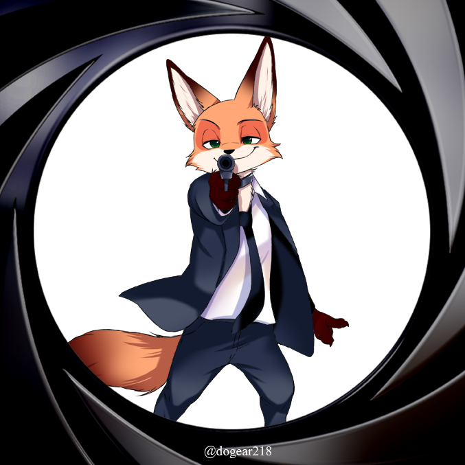 2017 anthro canine disney dogear218 fox fur james_bond male mammal nick_wilde solo unseen_character zootopia