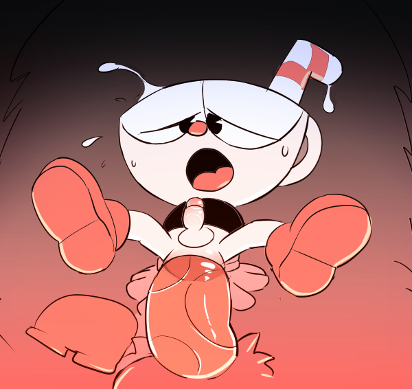anal anal_penetration animate_inanimate balls churoe clothed clothing cuphead_(character) cuphead_(game) disembodied_penis humanoid male male/male not_furry object_head partially_clothed penetration penis
