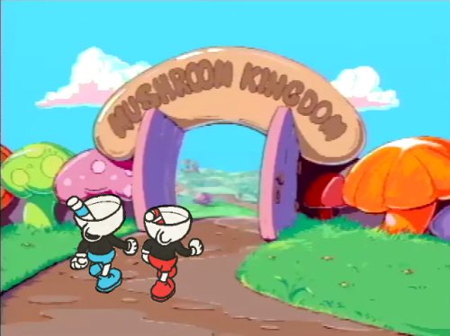 animate_inanimate brothers cup cuphead_(character) cuphead_(game) duo edit english_text hotel_mario humanoid humor mario_bros meme mugman nintendo not_furry object_head parody sibling straw text toony video_games walking