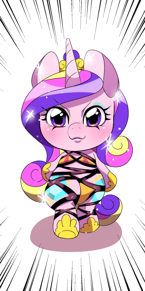 2013 anthro anthrofied biped chibi clothed clothing crown cute cutie_mark digital_media_(artwork) equine female friendship_is_magic hair horn looking_at_viewer mammal multicolored_hair my_little_pony naoki princess_cadance_(mlp) purple_eyes smile solo swimsuit tiara walking winged_unicorn wings