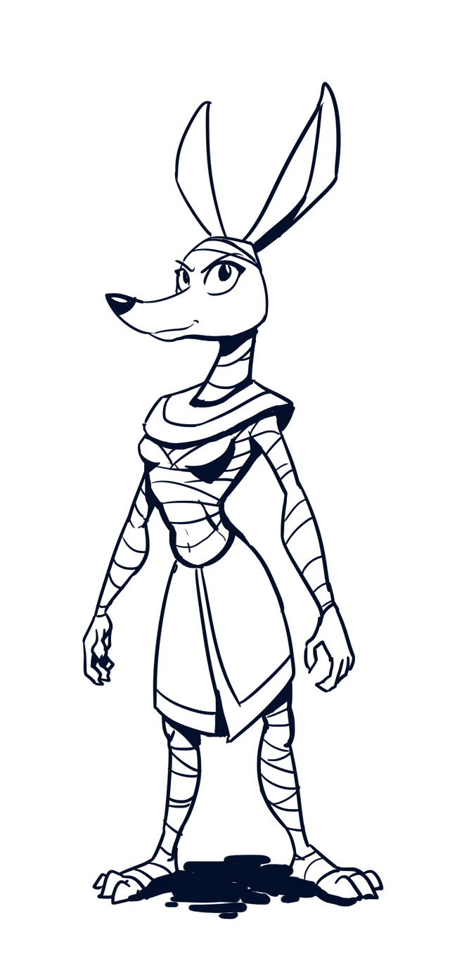 amunet anthro breasts canine ducktales ducktales_(2017) egyptian female jackal mammal smile solo unknown_artist wrappings