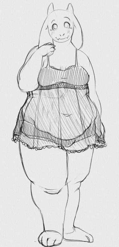2017 4_toes anthro belly biped blush boss_monster breasts caprine chemise cleavage clothed clothing fangs female floppy_ears front_view full-length_portrait grey_background greyscale guide_lines horn legs_together line_art looking_at_viewer mammal mature_female medium_breasts monochrome navel overweight overweight_female pajamas panties pencil_(artwork) portrait sheer_clothing simple_background smile solo standing sunflowerbun toes toriel traditional_media_(artwork) translucent transparent_clothing undertale underwear video_games wide_hips