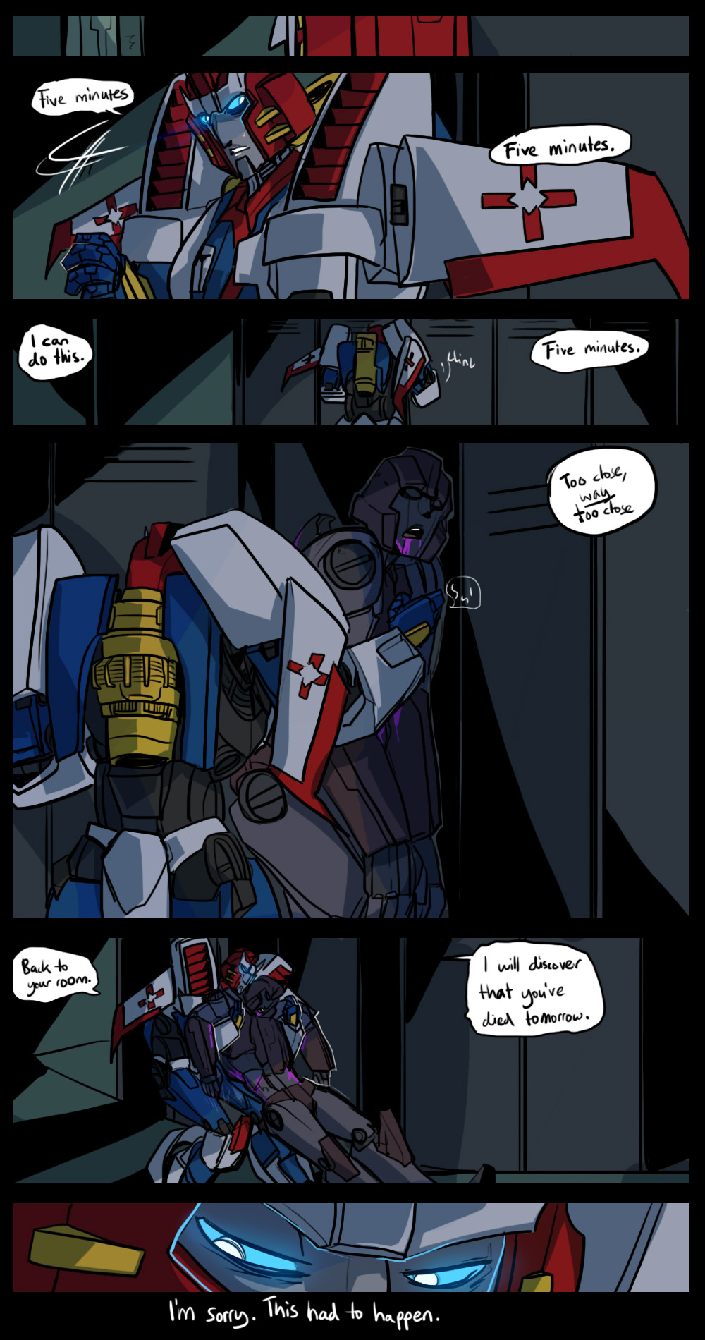 2015 aircraft alien autobot better_version_at_source blood blue_eyes blush comic corpse cybertronian dead_body death dialogue digital_media_(artwork) english_text eyes_closed female glowing hallway hi_res humanoid living_aircraft living_machine locker locker_room machine male not_furry open_mouth pharma_(transformers) purple_blood robot schandbringer simple_background solo sound_effects speech_bubble standing teeth text tongue transformers