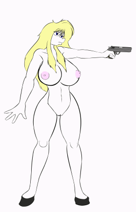 2017 animated anna_(sailoranna) anthro areola barely_visible_genitalia big_breasts blonde_hair bouncing_breasts breasts equine female fur gun hair holding_object holding_weapon hooves horse long_hair low_res mammal navel nipples nude pussy ranged_weapon sailoranna simple_background solo standing subtle_pussy weapon white_background white_fur wide_hips