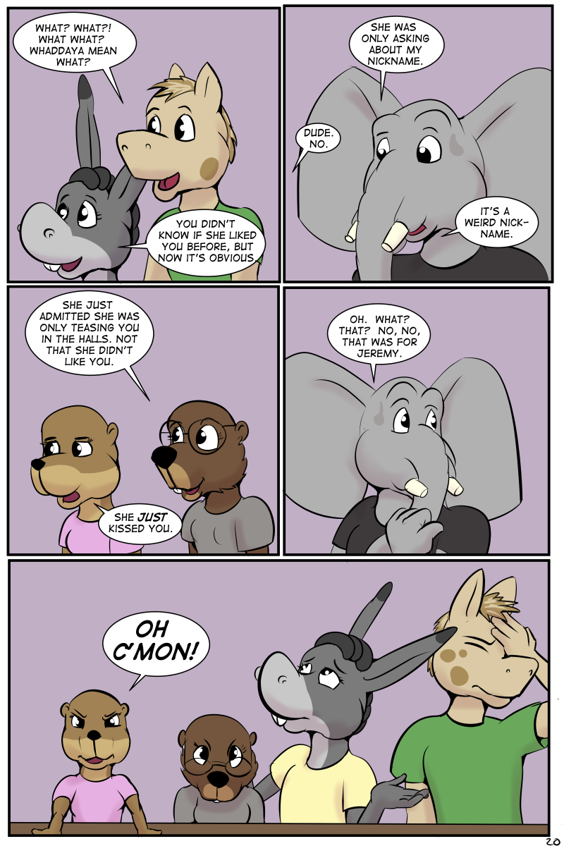 2017 anthro beaver clothed clothing comic crocodilian cub donkey elephant english_text equine eyes_closed fangs female horse jennifer_(study_partners) lisa_(study_partners) male mammal mustelid open_mouth otter ragdoll_(study_partners) reptile rodent sarah_(study_partners) scalie speech_bubble study_partners teeth text thunderouserections tongue trunk tusks woody_(study_partners) young