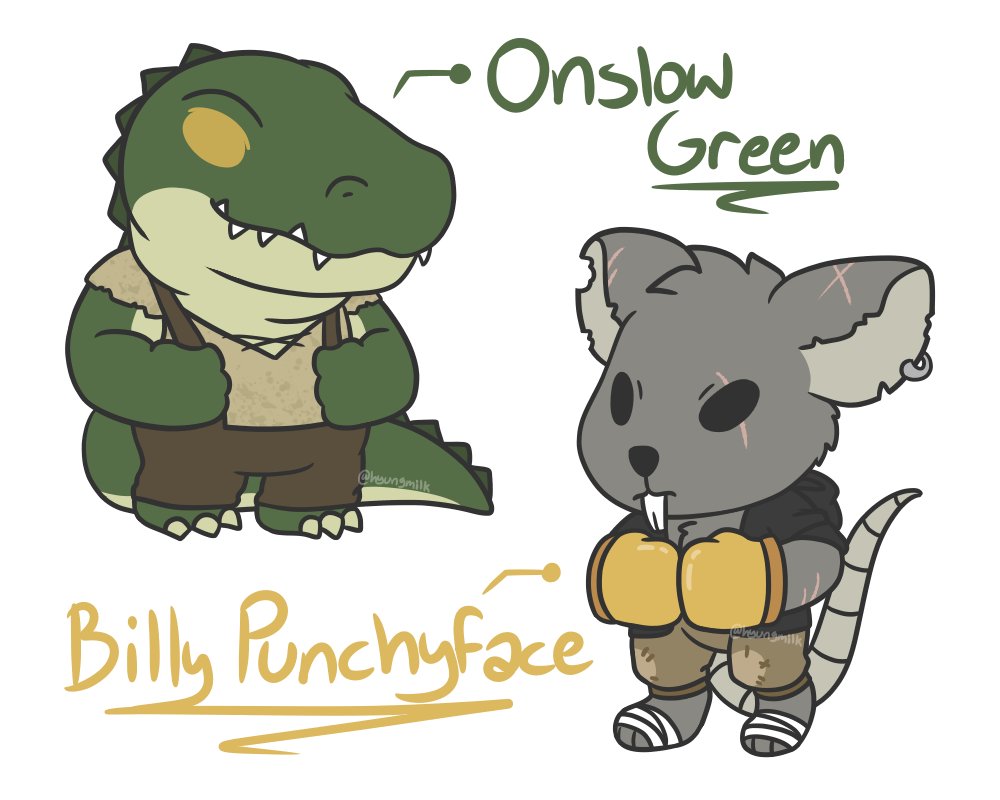 alligator anthro armor athletic bandage biceps billy_punchyface boxing_gloves breastplate buckteeth claws clothed clothing crocodilian cute daww demon duo ear_piercing english_text fangs fully_clothed hooded_jacket hoodie hyungmilk jacket mammal mouse onslow_green pants patch_(disambiguation) patchwork piercing rat reptile rodent scalie scar shirt suspenders team_four_star teeth text tfs_at_the_table tunic