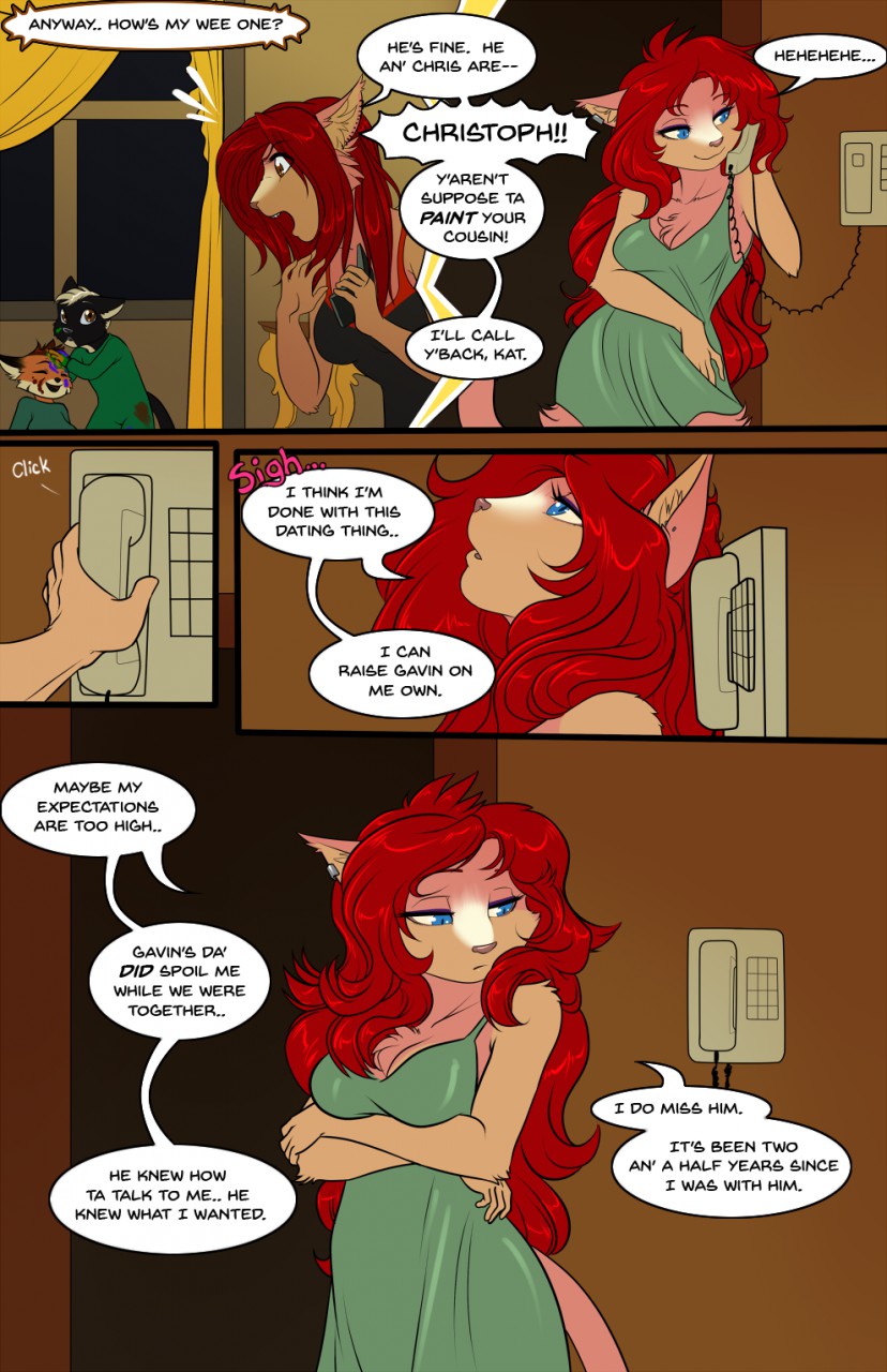 anthro breasts cat child comic dialogue duo english_text feline female fur hair kathy-lu kathy-lu_(character) lynx mammal mother paint parent phone pink_fur red_hair text young