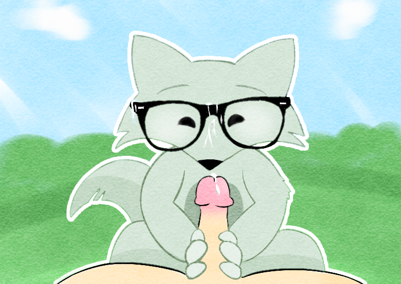 anthro canid canine cum cum_on_face eyewear first_person_view glasses handjob human humanoid_penis looking_at_viewer male male/male mammal mint_mobile minty_(mint_mobile) penis sex