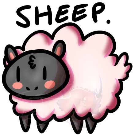 all_fours alpha_channel ambiguous_gender barefoot black_eyes blush caprine cute distracting_watermark english_text feral fur mammal nude sheep simple_background smile solo text thelabtwins transparent_background watermark