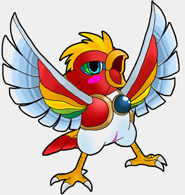 2017 avian beak bird brushtrail claws dyna_blade dynablade_savior edit feathers female gem hair kirby_(series) metal nintendo open_mouth pussy simple_background video_games white_background wings