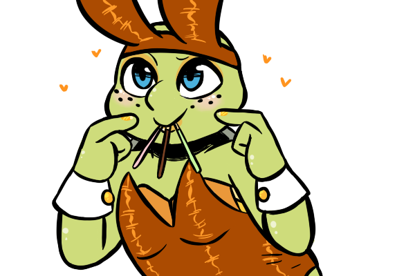 &lt;3 2017 anthro blue_eyes bunny_costume clothed clothing colored_nails costume crossdressing eyeshadow fake_ears fake_rabbit_ears food freckles inkyfrog lipstick makeup male michelangelo_(tmnt) mouth_hold orange_nails pocky reptile rosy_cheeks scalie shell shirt_cuffs simple_background smile solo teenage_mutant_ninja_turtles turtle white_background