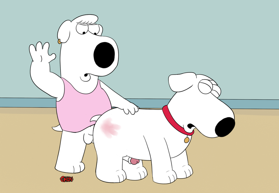 balls brian_griffin butt canine dog family_guy hand_print jasper_(family_guy) mammal penis spanking