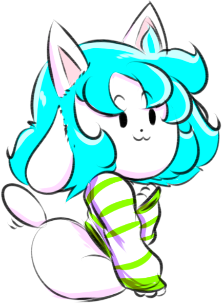 4_ears :3 ambiguous_gender blue_hair bottomless butt clothed clothing flyxthunder fur hair long_ears looking_at_viewer mammal multi_ear simple_background sitting solo striped_clothing stripes sweater tem temmie_(undertale) undertale video_games white_background white_fur wide_hips
