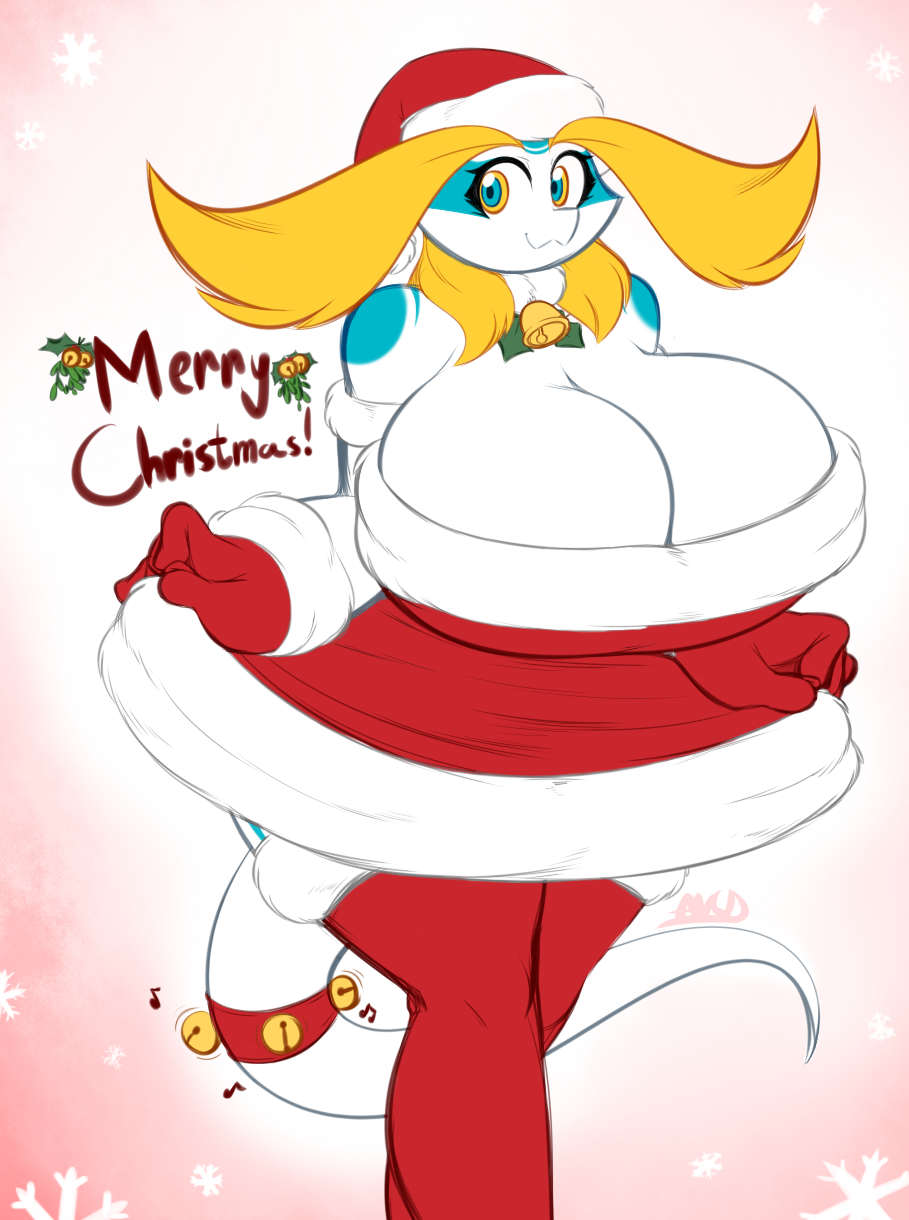 2017 aijou anthro averyshadydolphin big_breasts breasts christmas clothing dragon dress eyebrows female holidays huge_breasts jou looking_at_viewer simple_background solo
