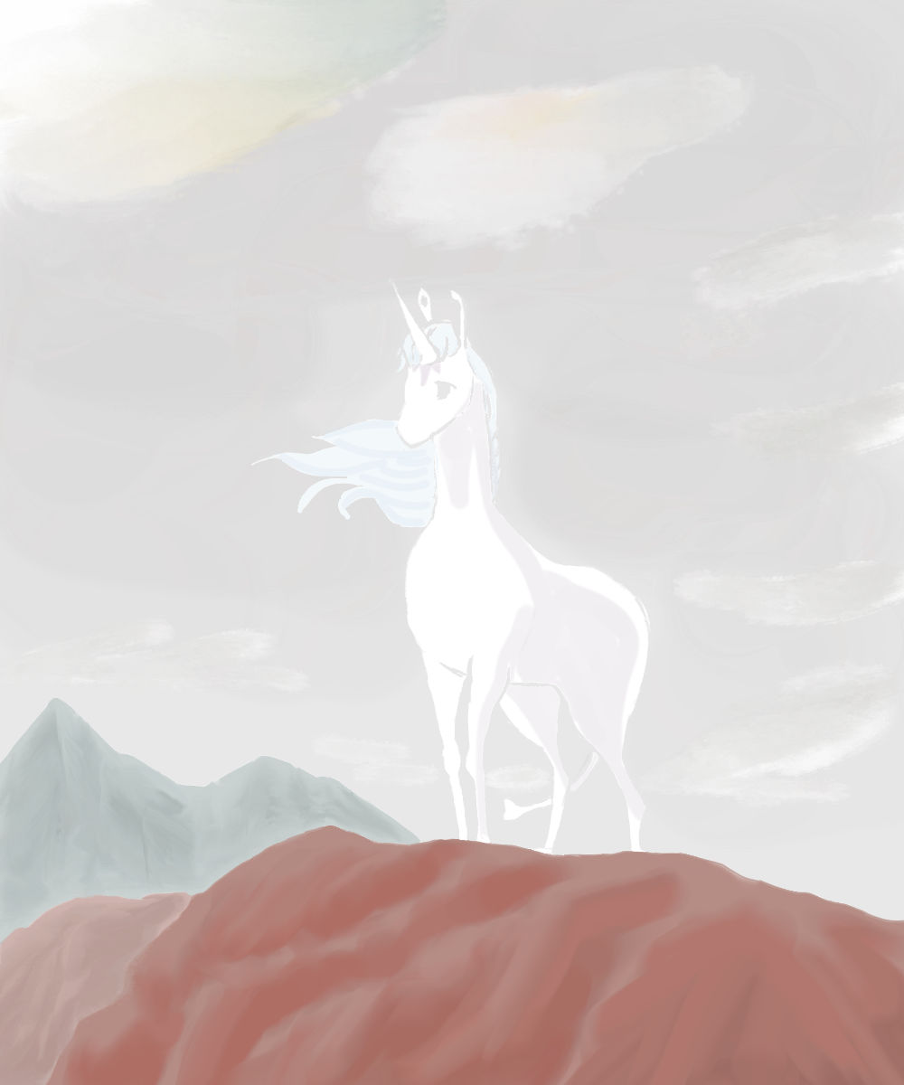 amalthea cloud equine female feral hair horn mammal mountain solo the_last_unicorn unicorn yoshethan