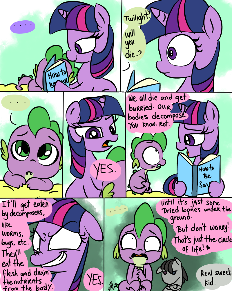 2017 book comic dialogue doll dragon duo emositecc english_text equine female feral friendship_is_magic hair horn mammal multicolored_hair my_little_pony scalie smartypants_(mlp) spike_(mlp) text twilight_sparkle_(mlp) unicorn young