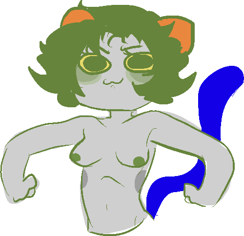 blue_tail breasts cute green_nipples homestuck horn invalid_tag ms_paint_adventures nepeta_leijon nipples siggy smile solo