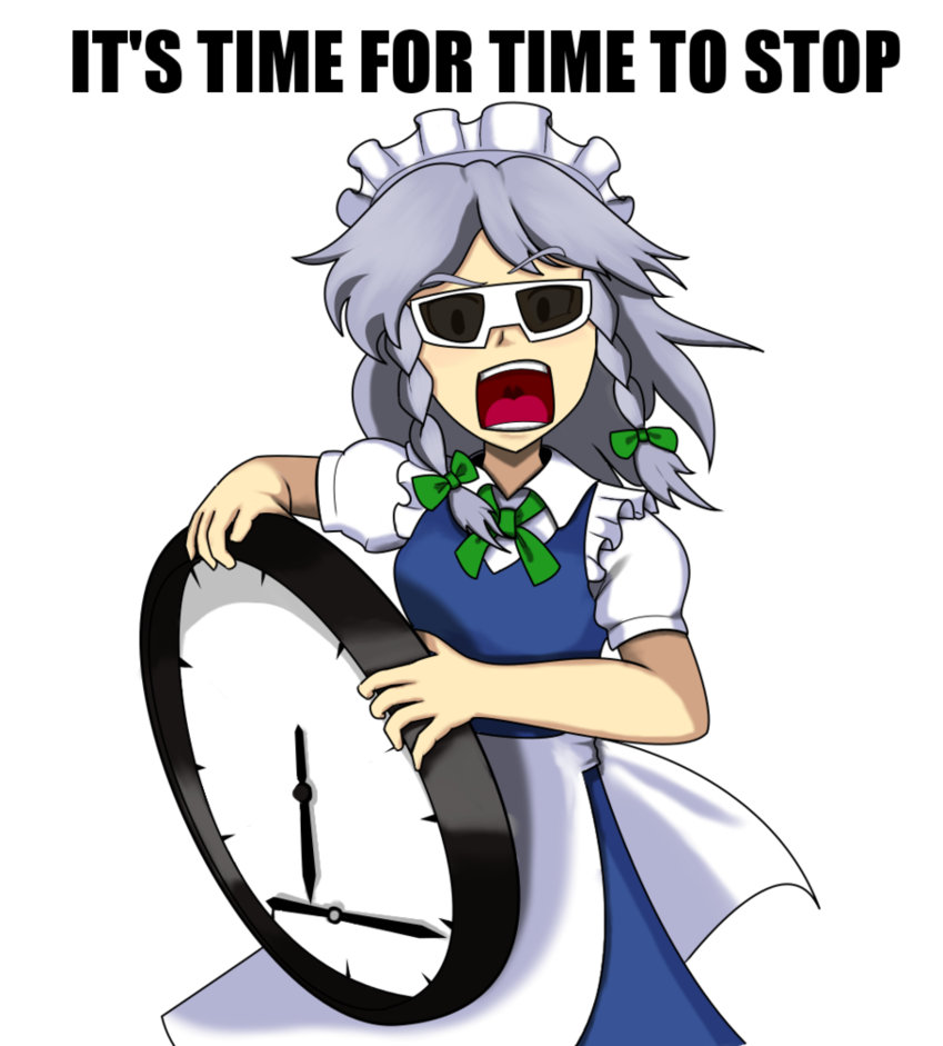 angry clock english filthy_frank izayoi_sakuya looking_at_viewer meme open_mouth sunglasses touhou tvfilthyfrank