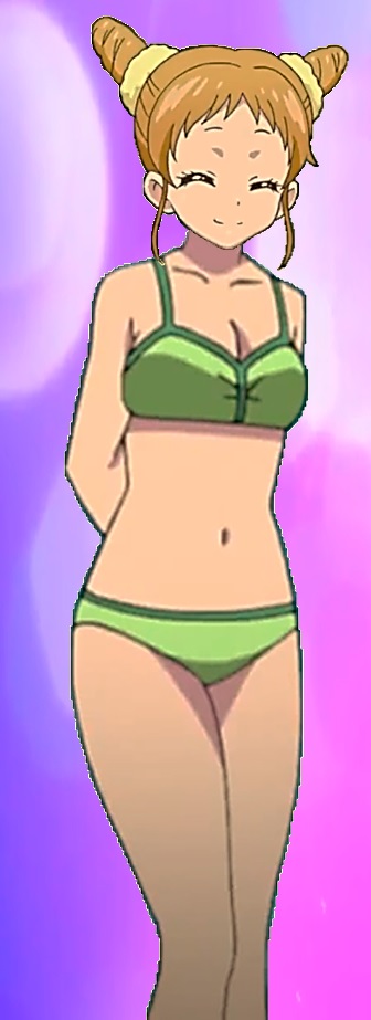 ^_^ aikatsu! arisugawa_otome arms_behind_back artist_request bare_shoulders bikini closed_mouth collarbone drill_hair foreshortening green_bikini green_swimsuit legs looking_at_viewer navel solo swimsuits two_side_up