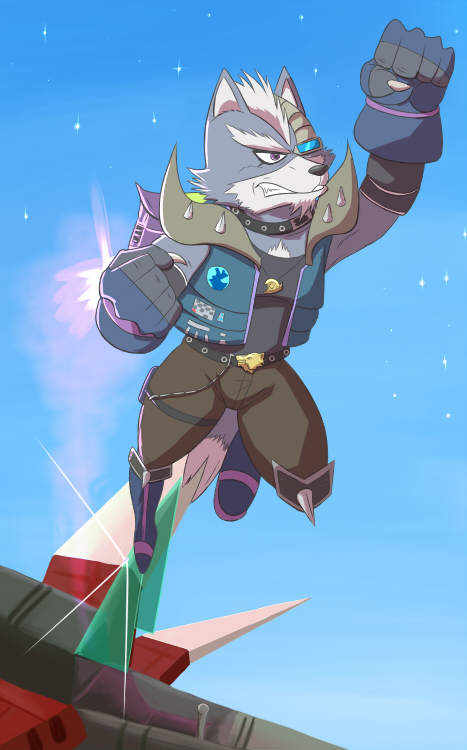 blue_background clothed clothing fully_clothed nintendo simple_background star_fox thegreatmatsutzu video_games wolf_o'donnell