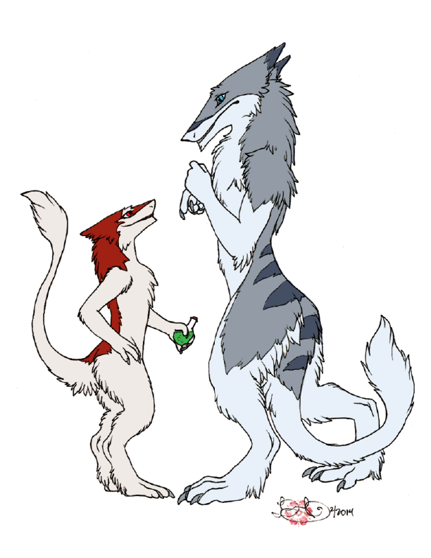anthro comic duo epicwang fumei lag larger_male male midnightcap potion sergal size_difference smaller_male