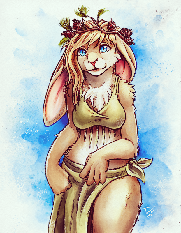 anthro blue_eyes breasts clothed clothing female lagomorph looking_at_viewer mammal rabbit solo tasanko