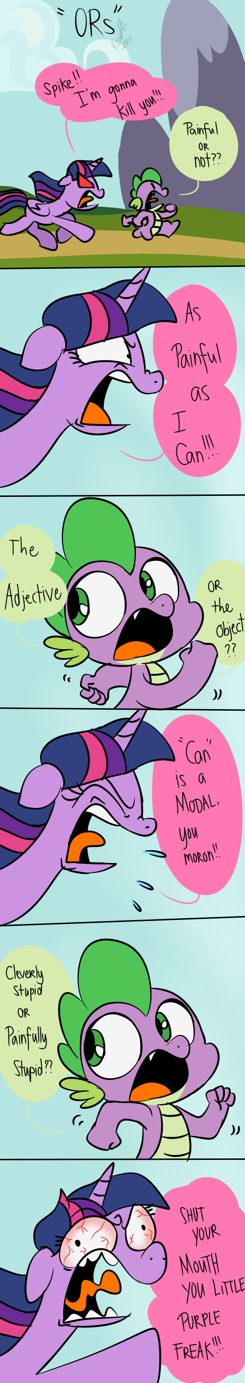 2018 comic dialogue dragon duo emositecc english_text equine female feral friendship_is_magic hair horn mammal multicolored_hair my_little_pony outside scalie spike_(mlp) text twilight_sparkle_(mlp) unicorn