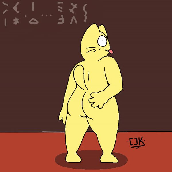 2019 animated anthro anus breasts butt butt_grab digital_media_(artwork) domestic_cat felid feline felis female fur grabbing hand_on_butt looking_at_viewer mammal paws plump_labia pussy short_stack side_boob simple_background smile solo spread_butt spreading standing text theunokcringe tongue tongue_out whiskers yellow_fur