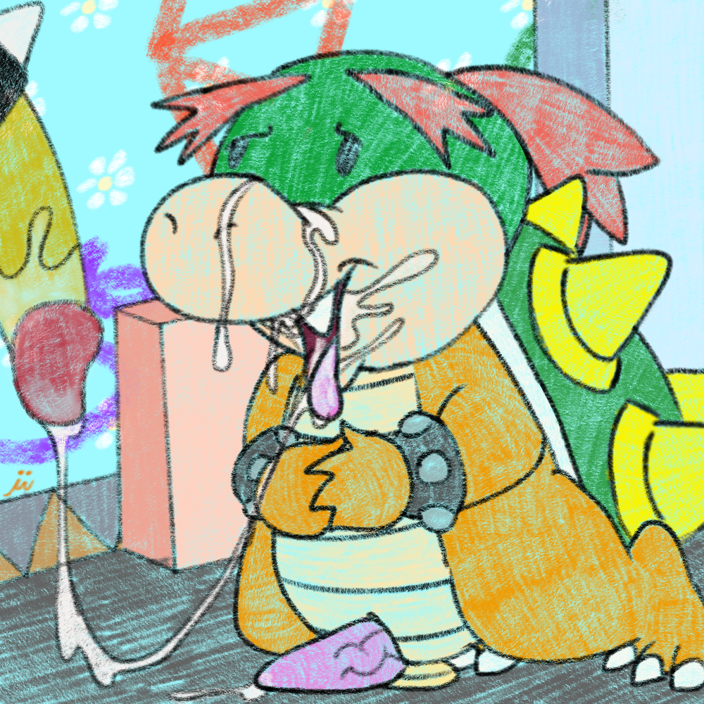 baby_bowser bowser ciimen cub cum cum_in_mouth cum_inside cum_string male male/male mario_bros nintendo oral penis selfcest square_crossover video_games yoshi's_island young