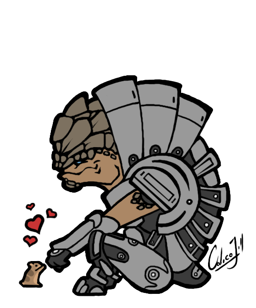 &lt;3 2014 alien alpha_channel ambiguous_gender armor blue_eyes calicojill cute duo fist_bump grunt_(mass_effect) hamster krogan mammal mass_effect micro rodent simple_background sitting size_difference space_hamster transparent_background video_games