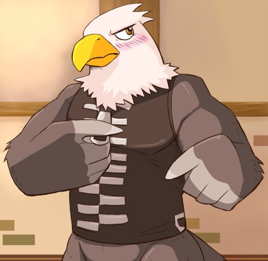 animal_crossing apollo_(animal_crossing) avian bald_eagle bird blush eagle male nintendo solo thegreatmatsutzu video_games