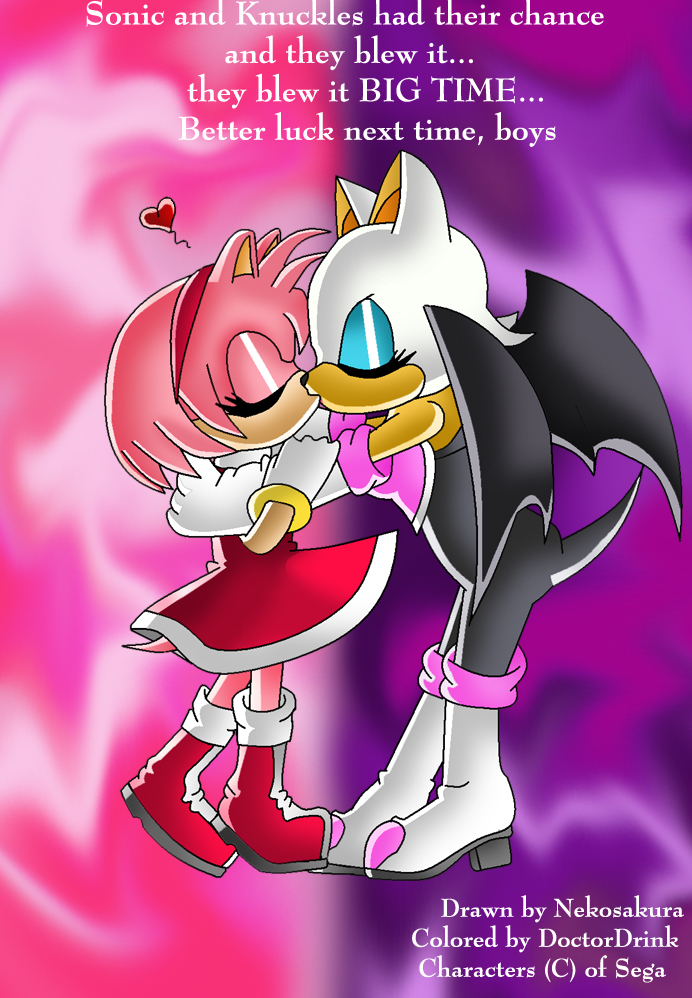 &lt;3 2009 amy_rose clothed clothing collaboration eyes_closed female female/female footwear kissing meanmotorscooter nekosakura rouge_the_bat shoes sonic_(series)