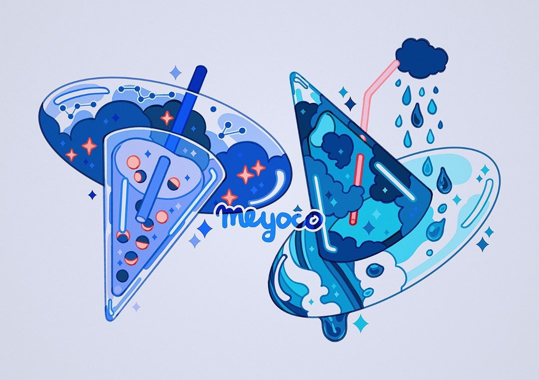 artist_name bubble_tea cloud constellation crescent_moon drinking_straw full_moon gibbous_moon grey_background half_moon hat liquid meyoco moon moon_phases new_moon no_humans original rain raincloud simple_background sparkle transparent water_drop witch_hat