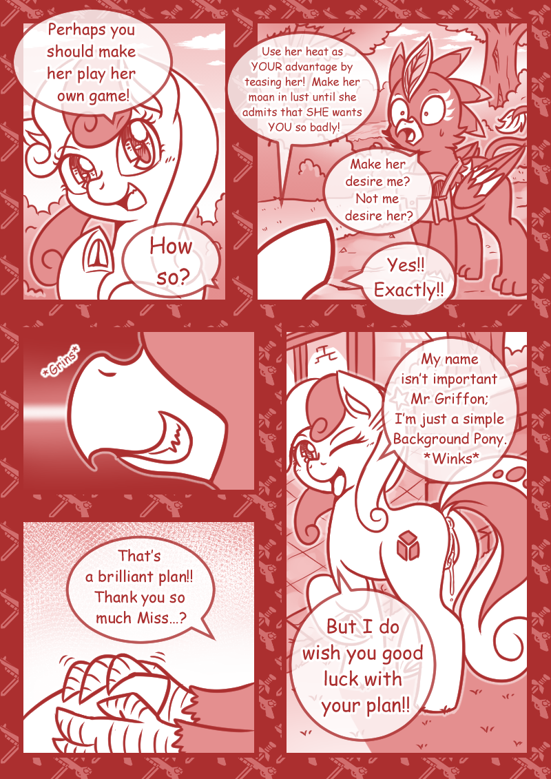 anatomically anus avian bird blush comic correct dialogue equine evil_grin female grin gryphon handshake hooves horse male mammal monochrome penis pony pussy smile smirk text vavacung